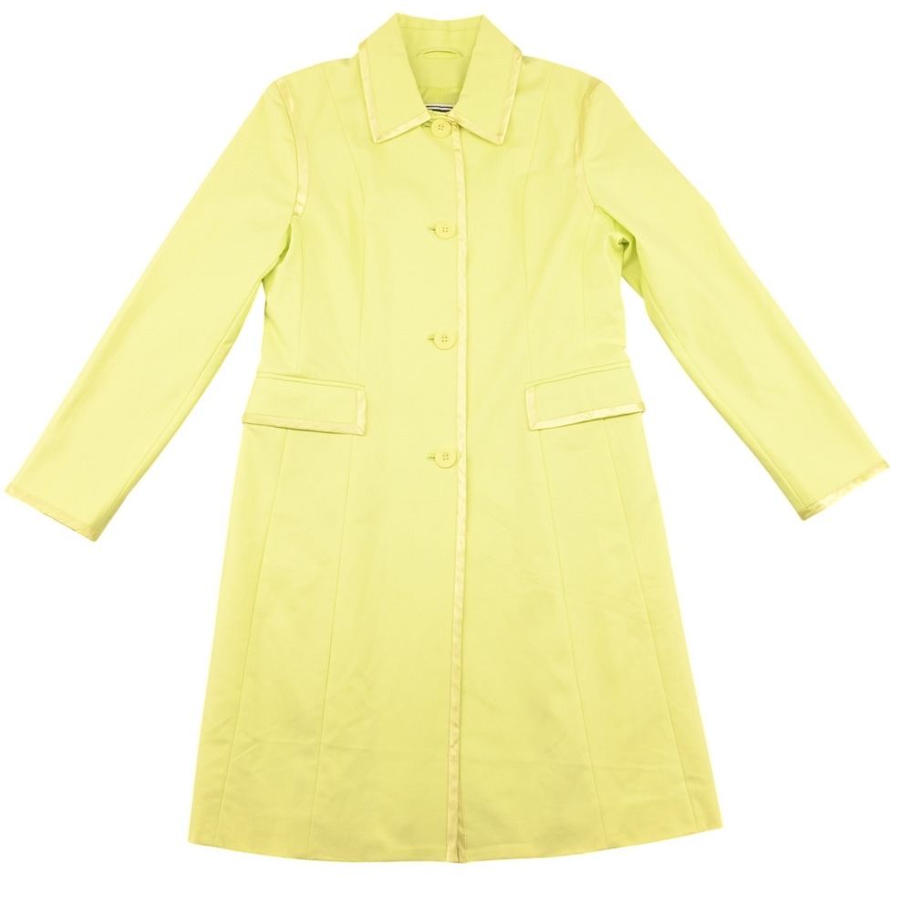 VTG 90s Marvin Richards Women M Vintage Trench Coat Neon Yellow Satin Trim Rare